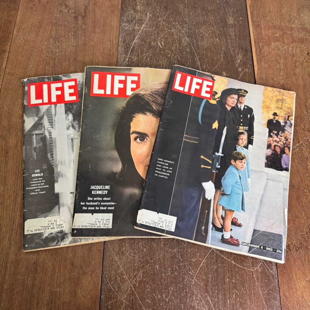 Vintage LIFE Magazine Lot of 3 JFK Jackie‎ Kennedy Lee Harvey Oswald 1963 1964